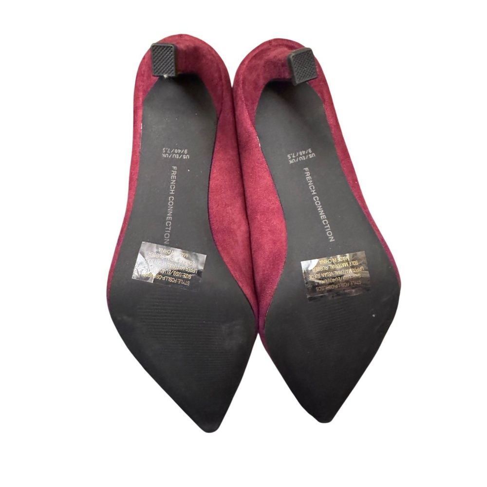 French Connection Burgundy Suede Stiletto Pumps - Picture 6 of 9